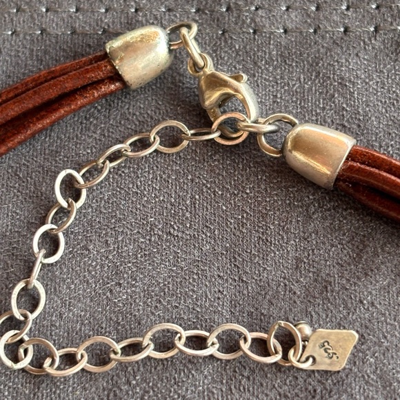 Silpada 925 Silver Turquoise Pendant Brown Leather Cord Necklace Retired - Picture 3 of 4